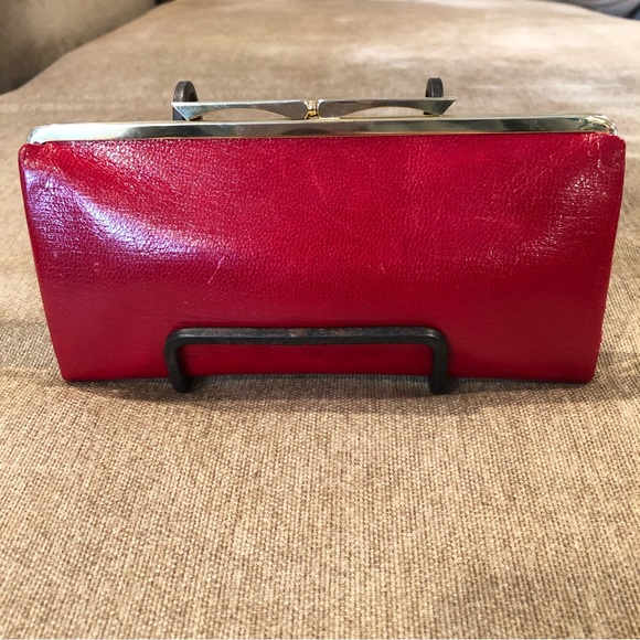 Vintage Red Leather Kisslock Wallet Purse - Picture 6 of 12